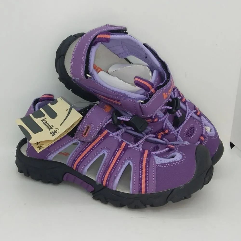 Kamik Girls NEW w/Box Closed Toe Purple w/Pink Sandals - sz. 4